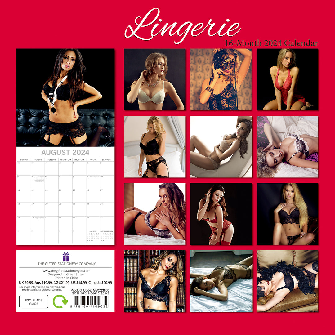 Lingerie - 2024 Square Wall Calendar 16 Month Premium Planner Xmas New Year Gift