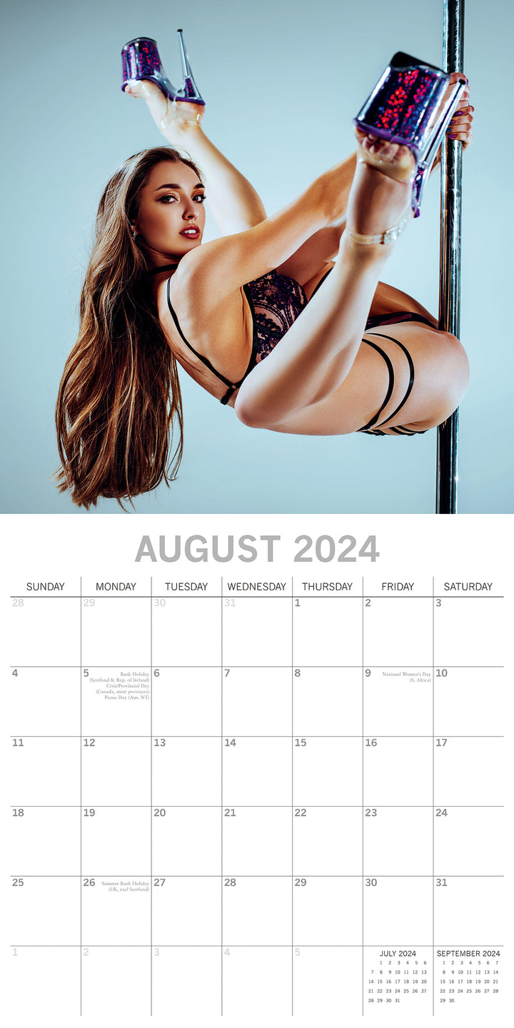 Pole Dancers 2024 Square Wall Calendar 16 Months Planner Christmas New Year Gift