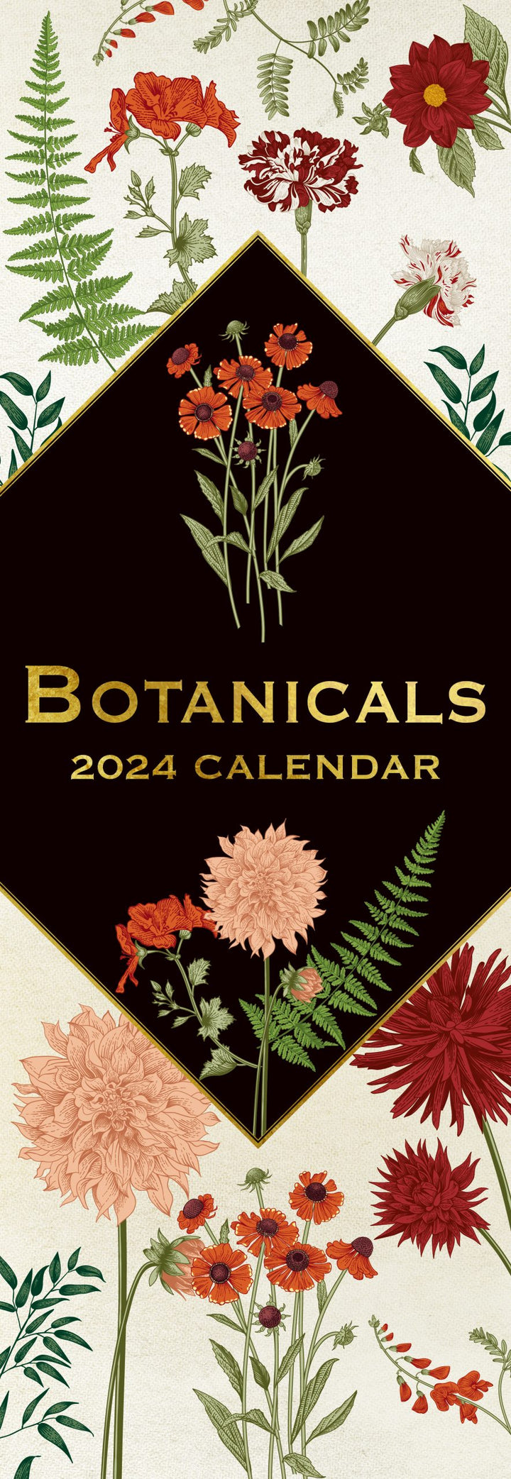 Botanicals - 2024 Slimline Slim Wall Calendar Hanging Planner New Year Gift