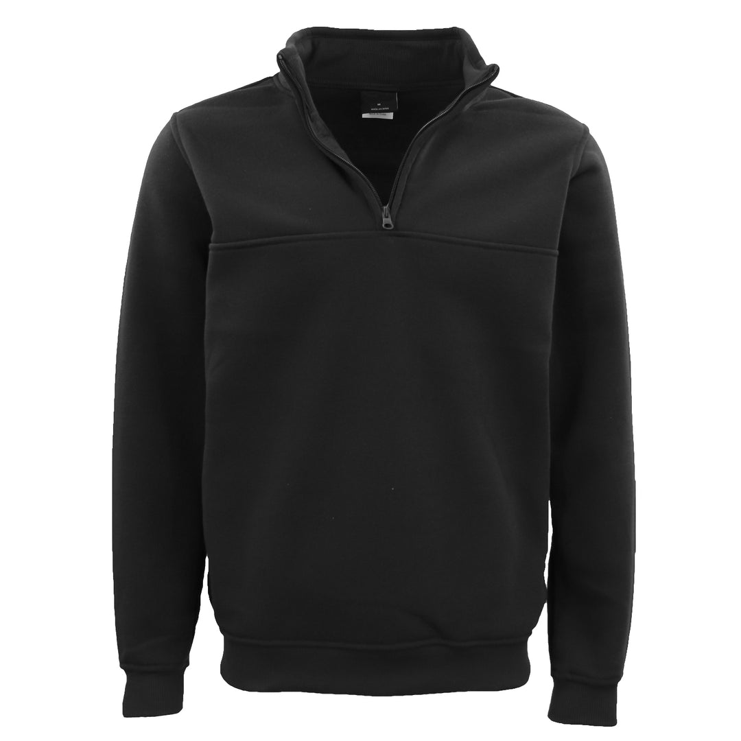 New Men's Unisex Adult Half-Zip Fleece Jumper Pullover Stand Collar Jacket Shirt, Black, L