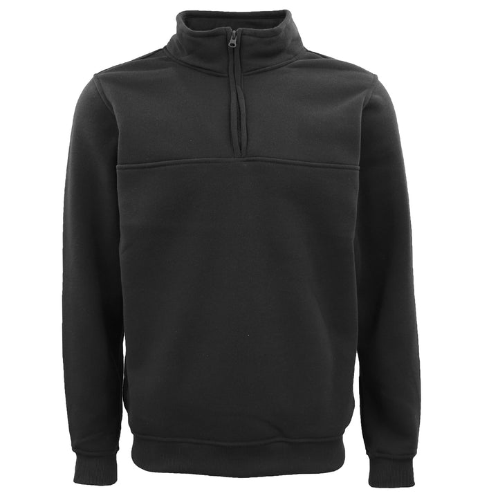 New Men's Unisex Adult Half-Zip Fleece Jumper Pullover Stand Collar Jacket Shirt, Black, L