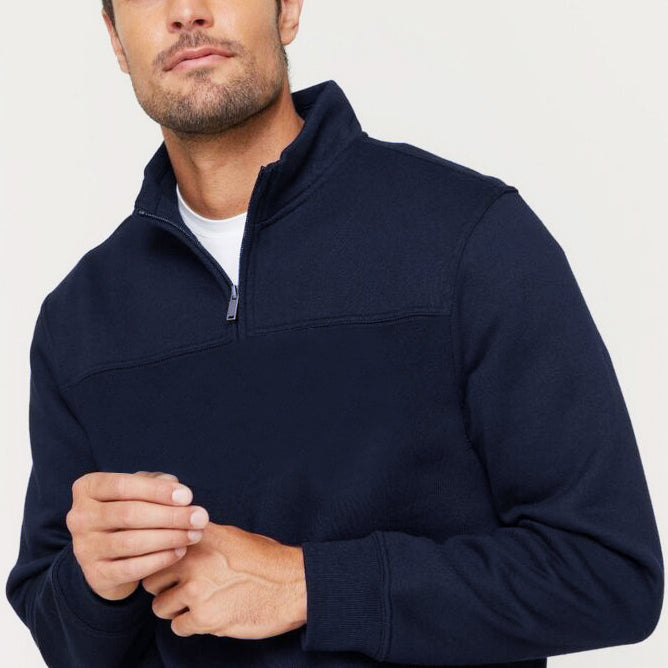 New Men's Unisex Adult Half-Zip Fleece Jumper Pullover Stand Collar Jacket Shirt, Dark Grey, M