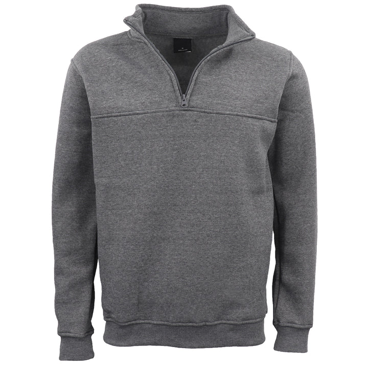 New Men's Unisex Adult Half-Zip Fleece Jumper Pullover Stand Collar Jacket Shirt, Dark Grey, XL