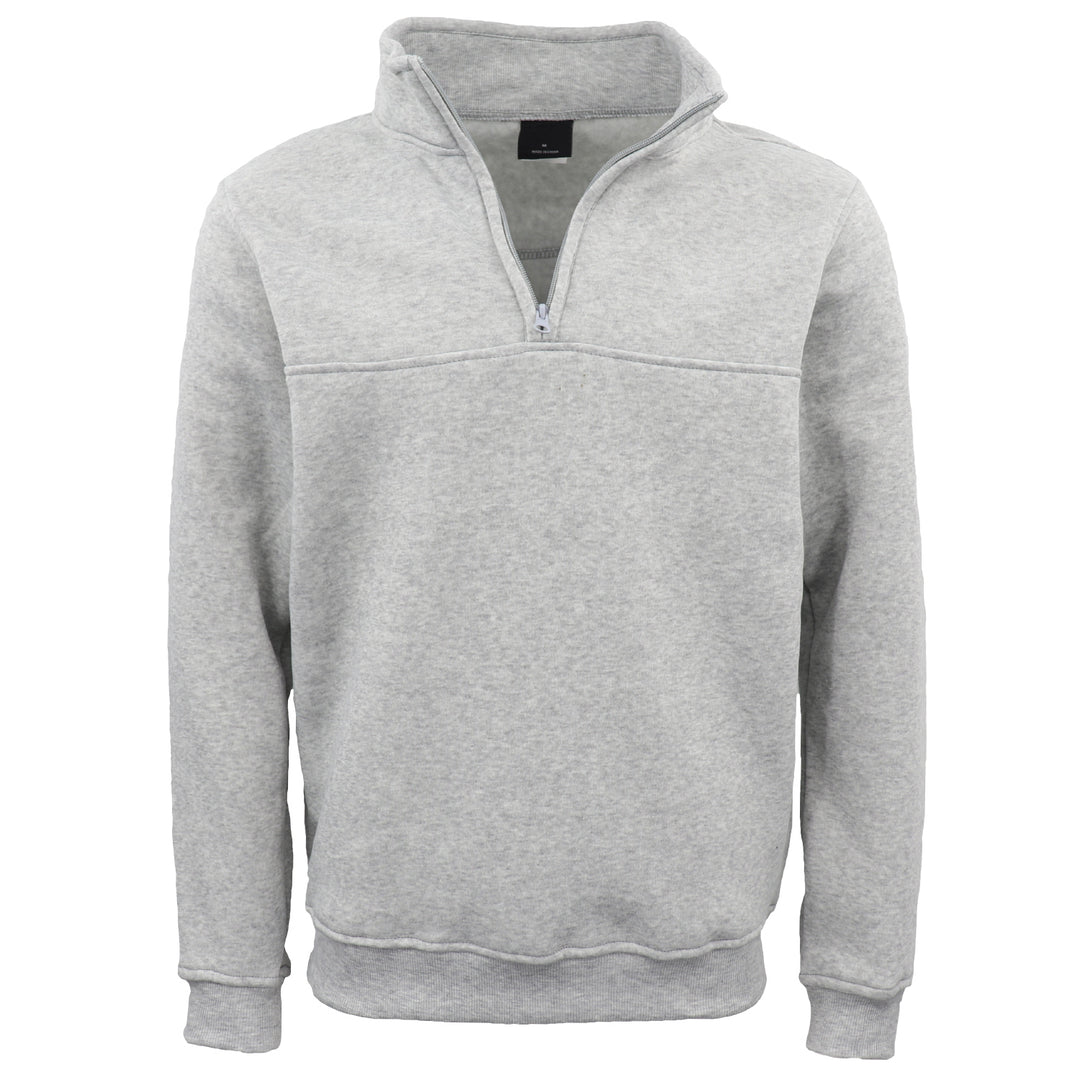 New Men's Unisex Adult Half-Zip Fleece Jumper Pullover Stand Collar Jacket Shirt, Light Grey, XL