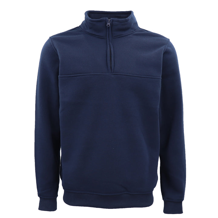 New Men's Unisex Adult Half-Zip Fleece Jumper Pullover Stand Collar Jacket Shirt, Navy, M