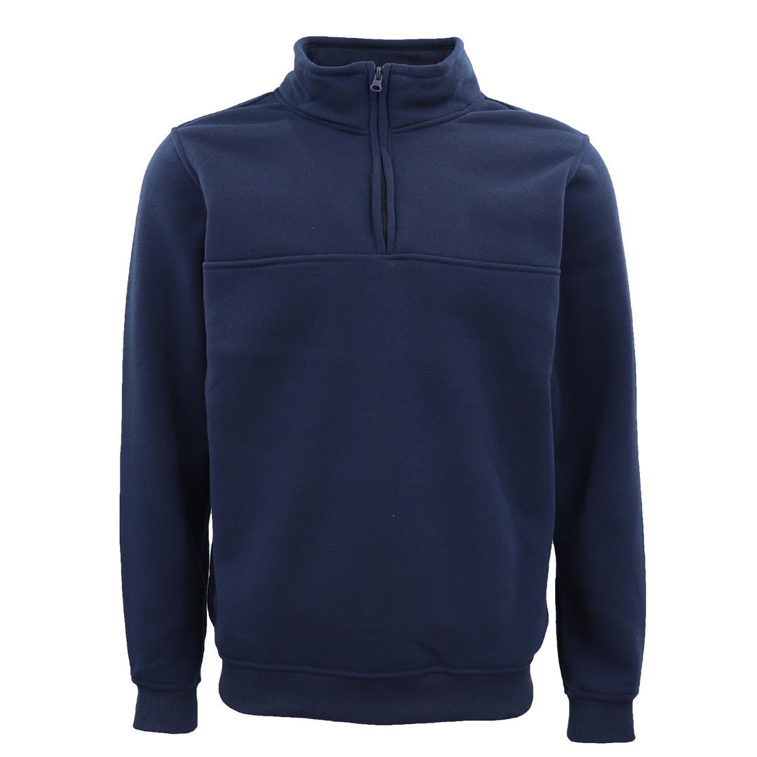 New Men's Unisex Adult Half-Zip Fleece Jumper Pullover Stand Collar Jacket Shirt, Navy, L