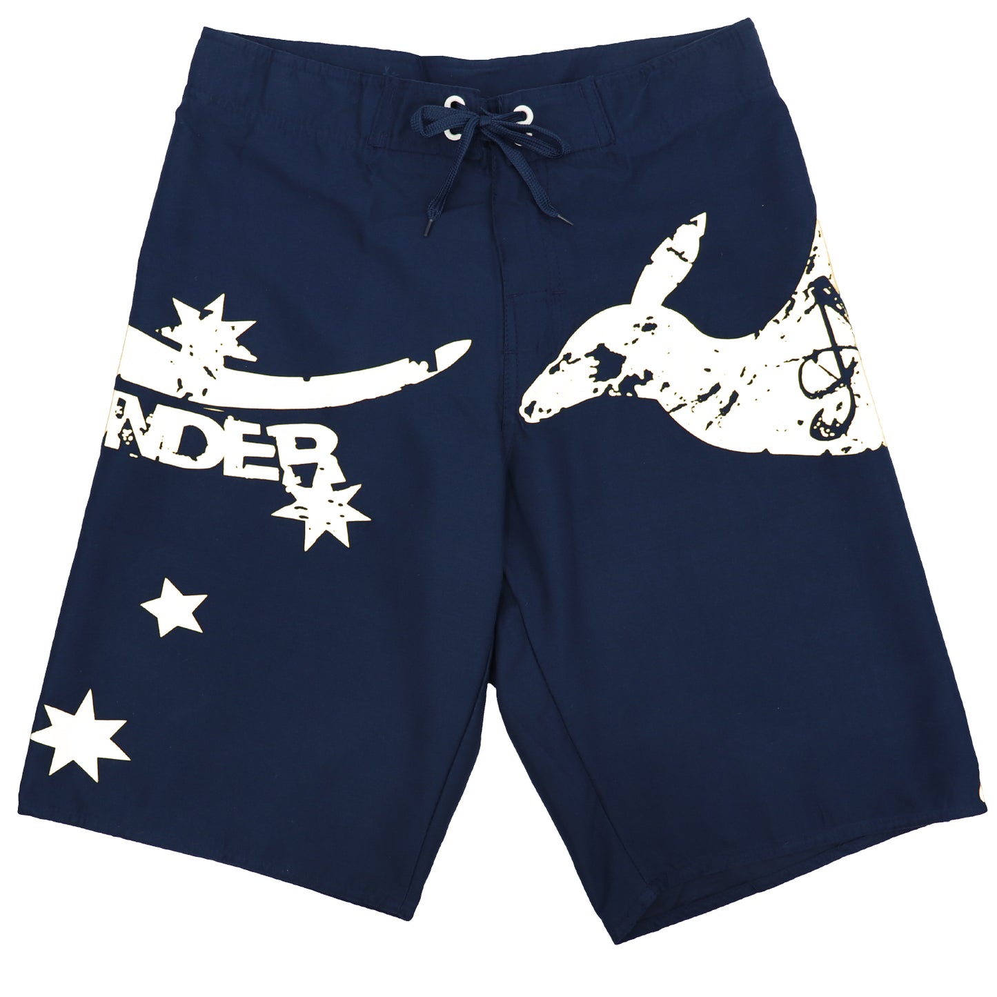 Men's Adult Board Shorts Australia Day Kangaroo Down Under Souvenir Beach Wear, Navy/Yellow, M