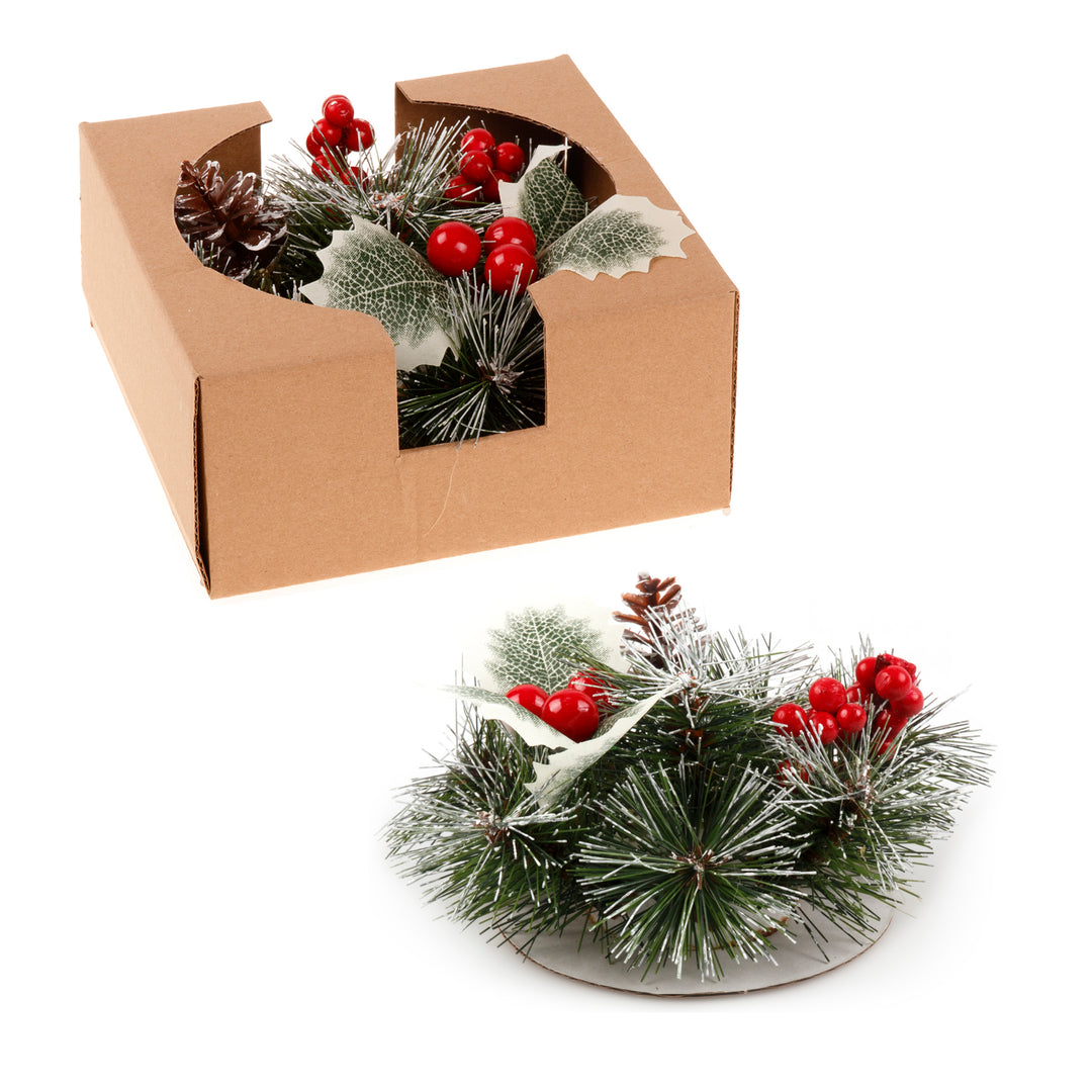 Christmas Floral Table Arrangements Red Berries Pine Cones Flowers Decorations, Small (Set of 2)