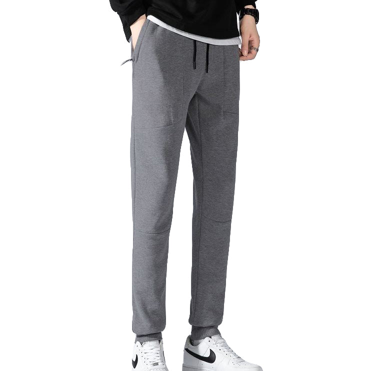 Men's Fleece Slim Trackpant Sport Joggers w Zipped Pockets Gym Casucal Trousers, Black, XS