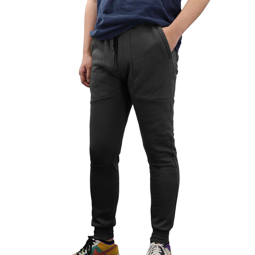 Men's Fleece Slim Trackpant Sport Joggers w Zipped Pockets Gym Casucal Trousers, Dark Grey, XS