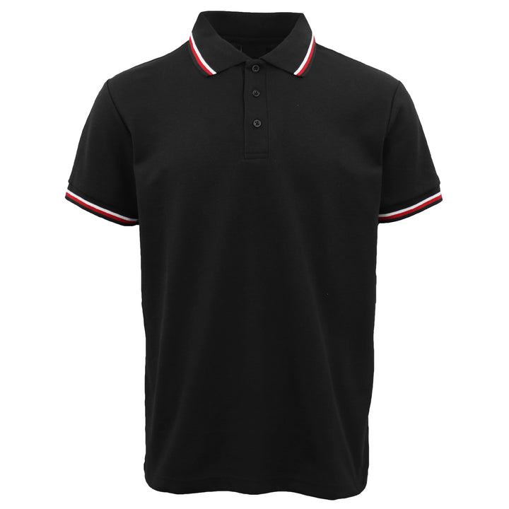 Men's Unisex Polo Shirts Basic Plain Breathable Tops Cotton Cascual Sport Shorts, Black, L