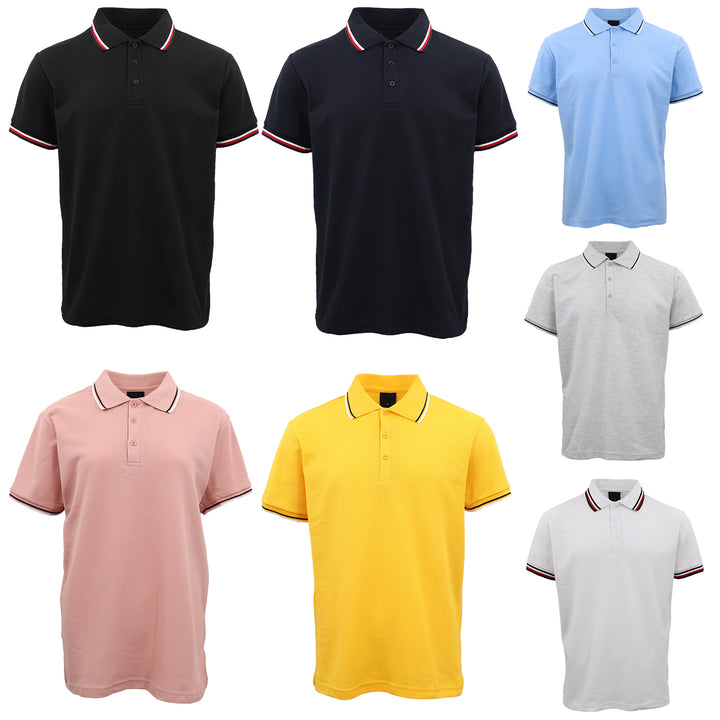 Men's Unisex Polo Shirts Basic Plain Breathable Tops Cotton Cascual Sport Shorts, Black, XL