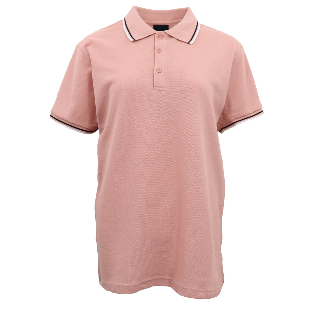 Men's Unisex Polo Shirts Basic Plain Breathable Tops Cotton Cascual Sport Shorts, Pink, M