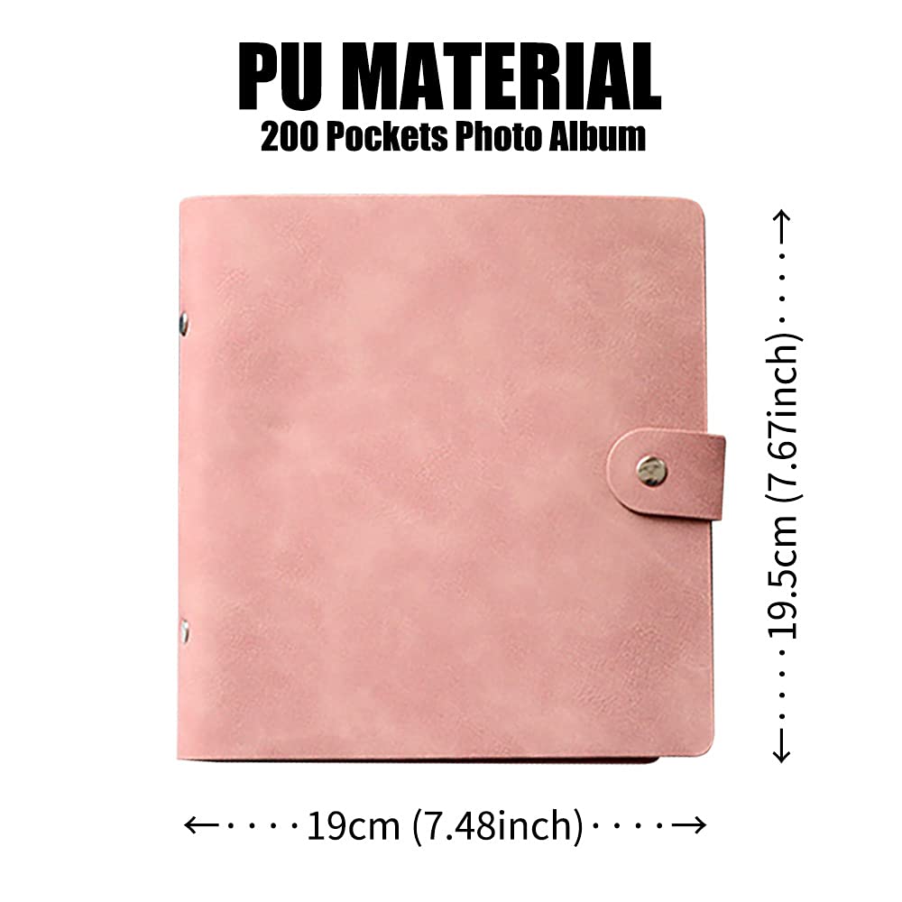 LIFEBEA 200 Pockets Photo Album for Fujifilm Instax Mini 11 12 9 40 Evo Liplay 8 7+ Instant Camera, Photo Album for Polaroid Kodak HP Zink 2x3" Photo (Pink)