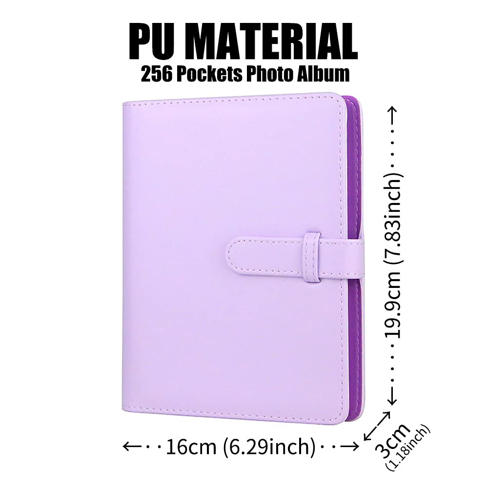 LIFEBEA 256 Pockets Photo Album for Fujifilm Instax Mini 11 12 9 40 Evo Liplay 8 7+ Instant Camera, Photo Album for Polaroid Kodak HP Zink 2x3" Photo (Purple)