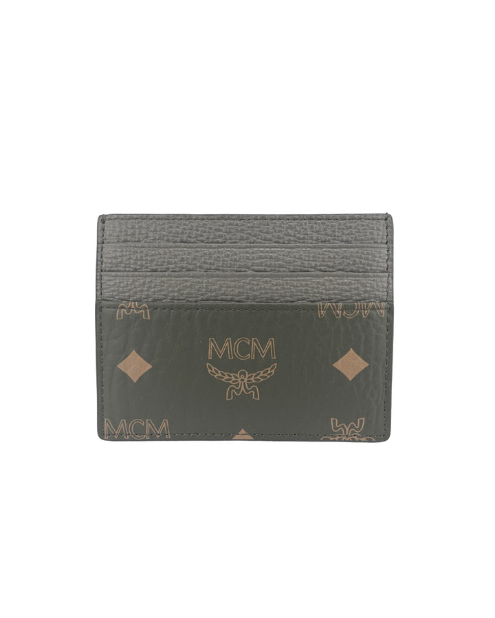 Signature Leather Money Clip Card Case with Monogrammed Design One Size Women