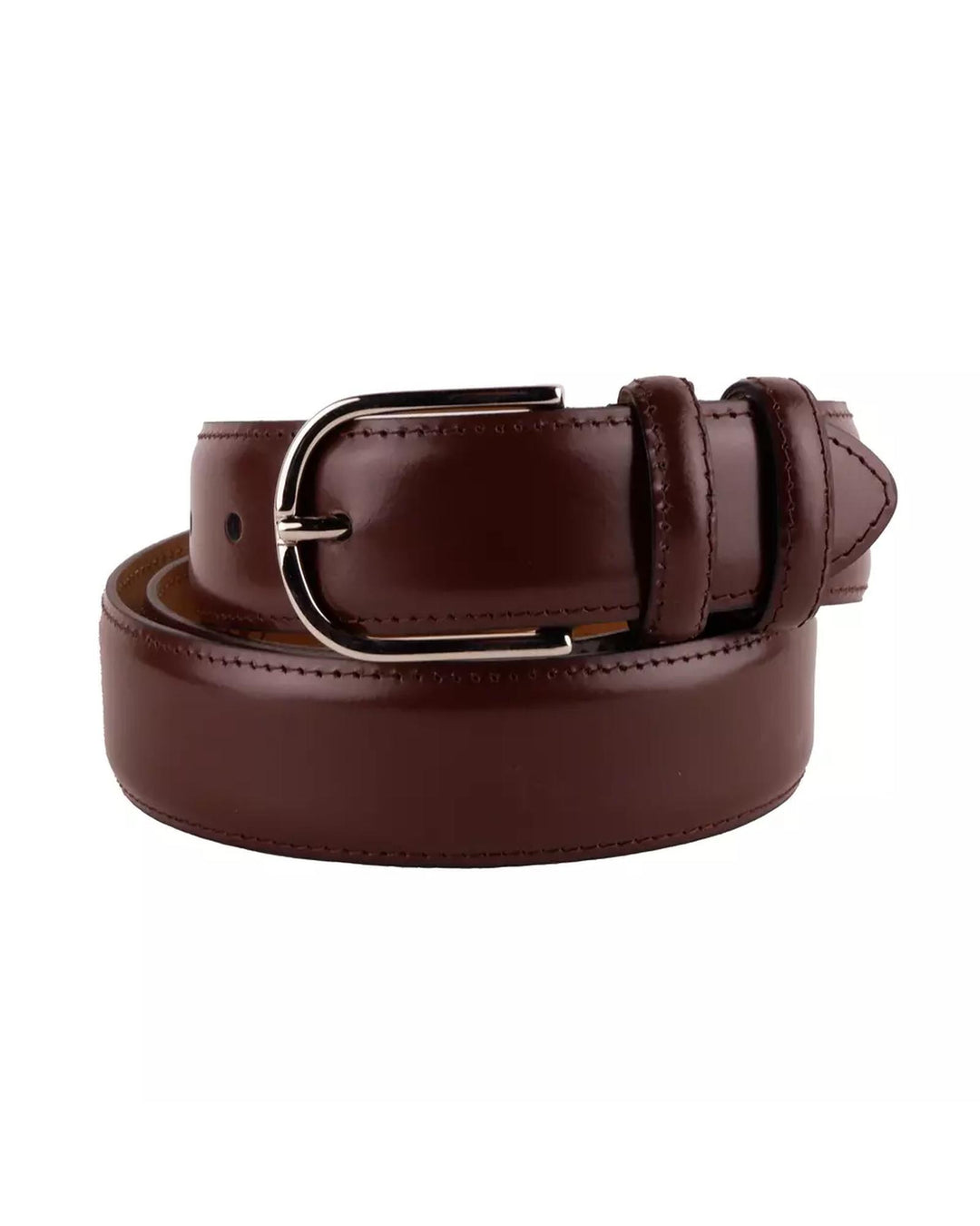 Smooth Brown Calfskin Belt with Brass Buckle 130 cm Men