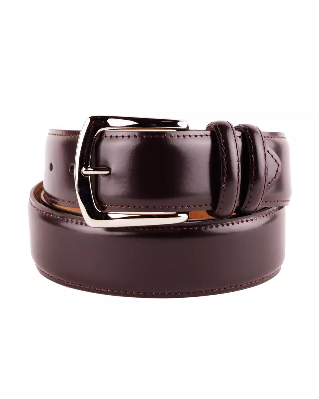 Genuine Smooth Brown Calfskin Belt with Brass Buckle 130 cm Men