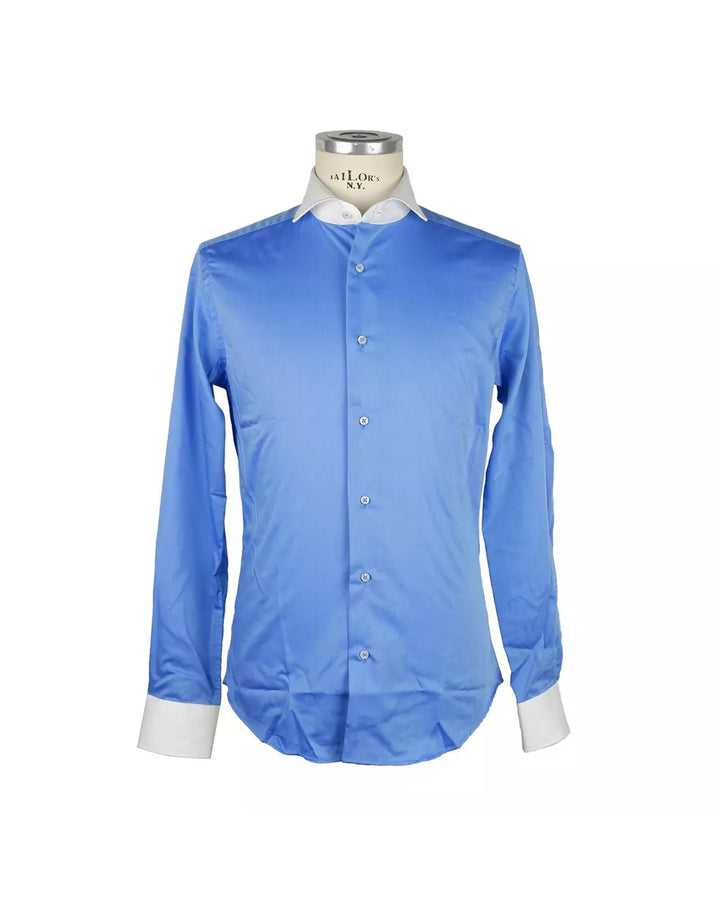 Mens Light Blue Contrast Collar Shirt 39 IT Men