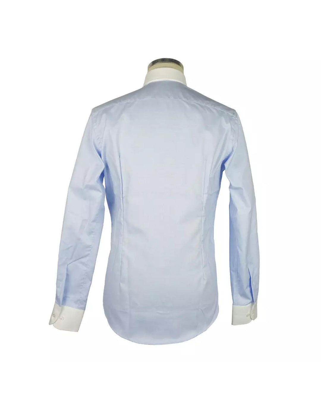 Contrast Collar Shirt with Blue Micro Squares Texture 43 IT Men