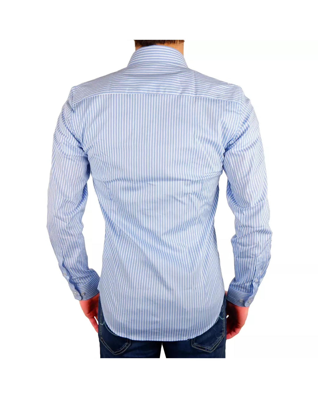 Milano Light Blue Striped Shirt - 100% Cotton 39 IT Men