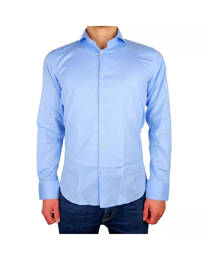 Milano Solid Color Shirt in Light Blue 39 IT Men