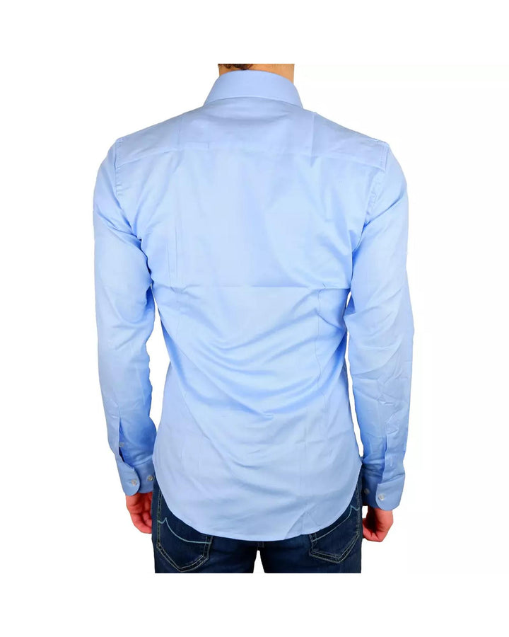 Milano Solid Color Shirt in Light Blue 39 IT Men