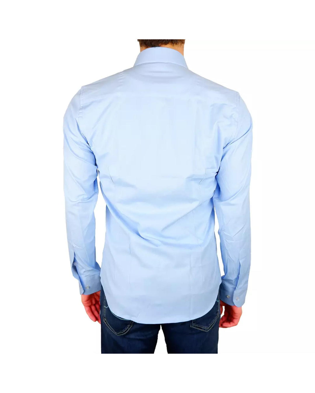 Milano Solid Color Shirt in Light Blue - Soft Satin Fabric - 100% Cotton 41 IT Men