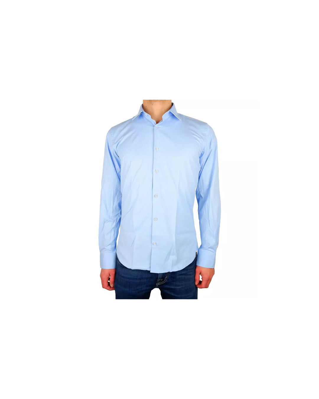 Milano Solid Color Shirt in Light Blue - Soft Satin Fabric - 100% Cotton 42 IT Men