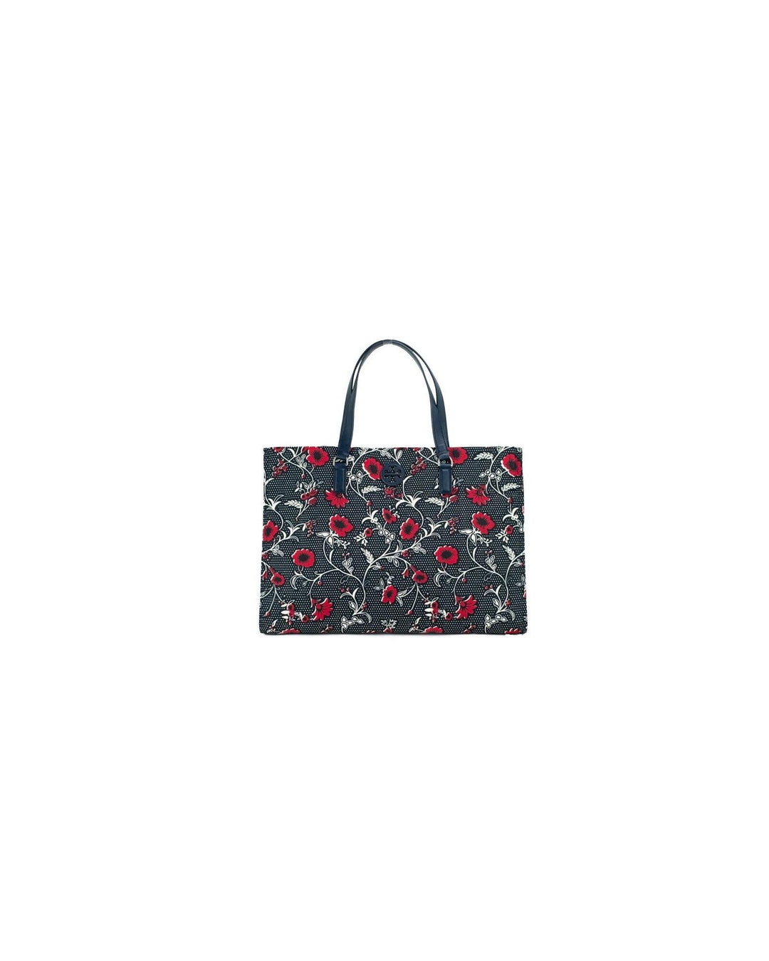 Navy Red Medium Retro Batik Print Shoulder Tote Bag One Size Women