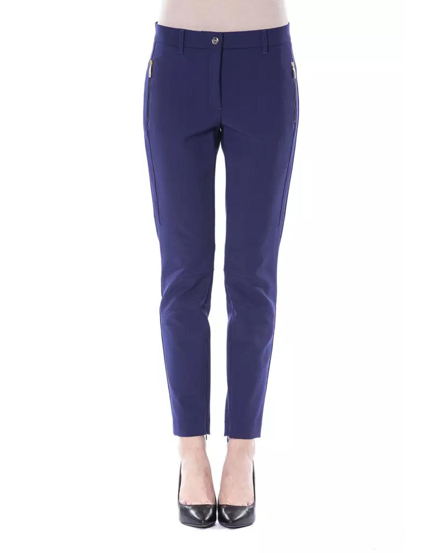 Slim Fit Pants with Front Zip Pockets and Personalized Button 42 IT Women