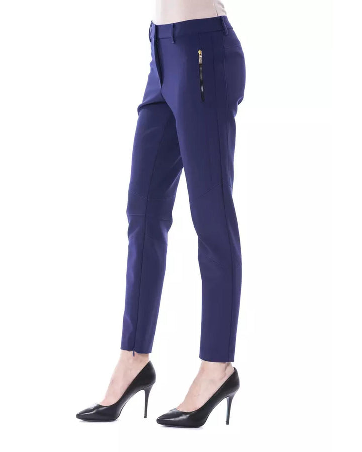 Slim Fit Pants with Front Zip Pockets and Personalized Button 42 IT Women