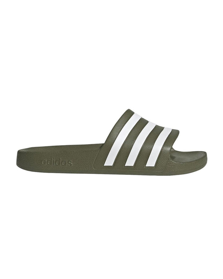 Green Adidas Slides with Signature Stripes - 5 US