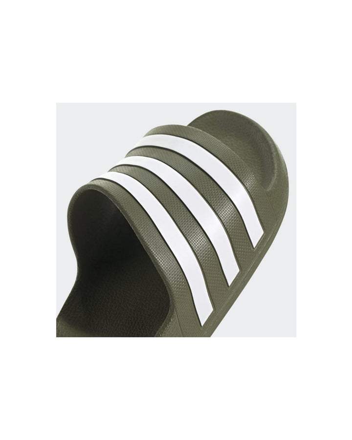 Green Adidas Slides with Signature Stripes - 6 US