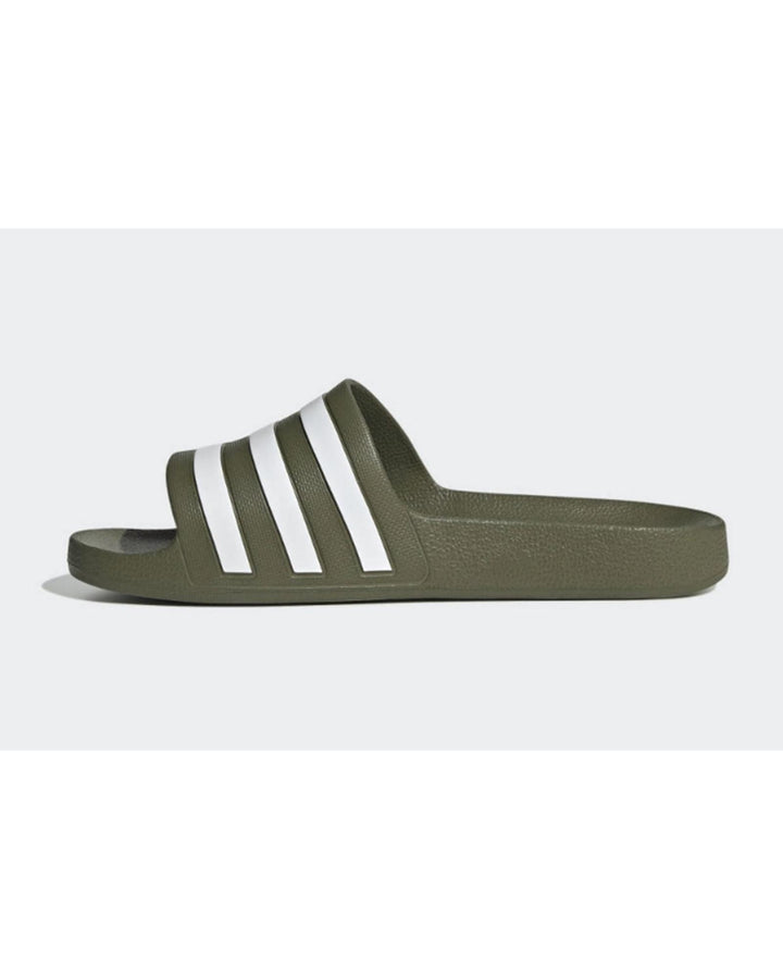 Green Adidas Slides with Signature Stripes - 8 US