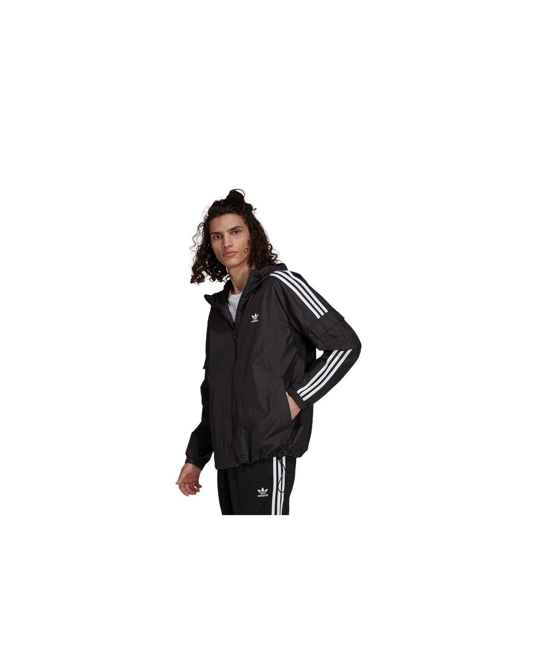 Lightweight Windbreaker Jacket with 3-Stripes Design - L