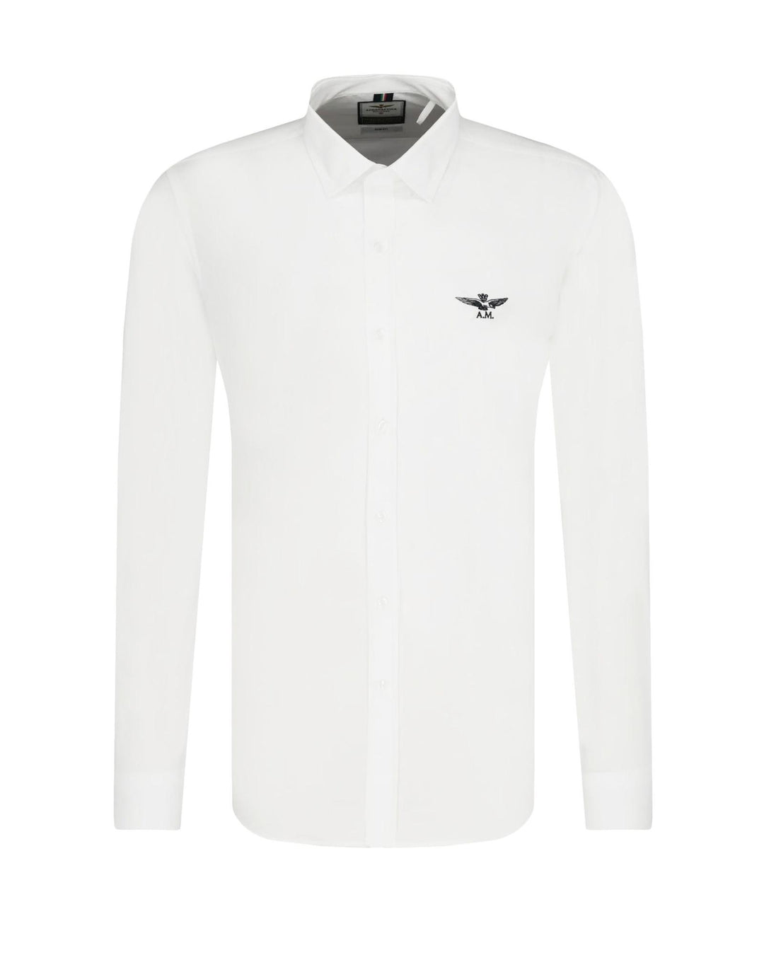 Aeronautica Militare White Cotton Shirt with Eagle Logo and Button Closure L Men