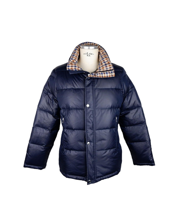 Removable Hood Blue Aquascutum Jacket with Goose Down Padding 54 IT Men