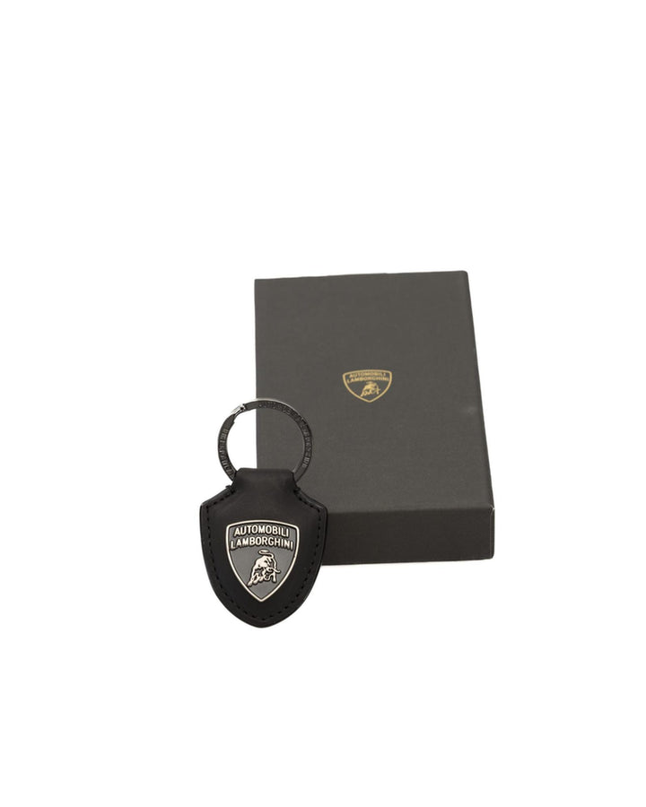 Black Lacquered Shield Logo Keyring One Size Men