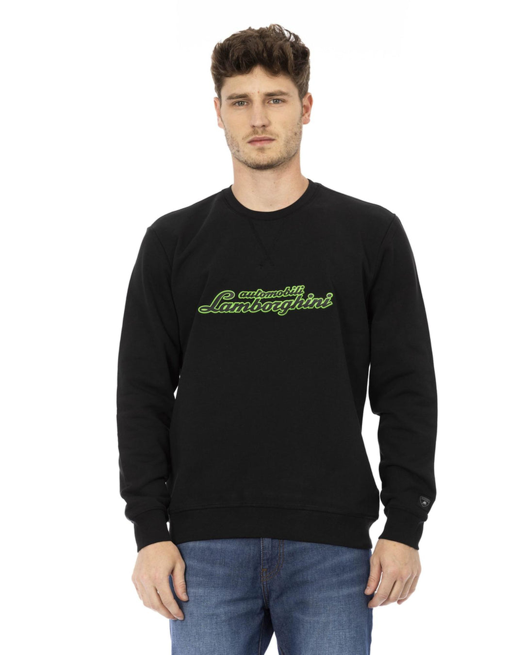 Front Print Crewneck Sweatshirt with Logo Sleeve Insert S Men