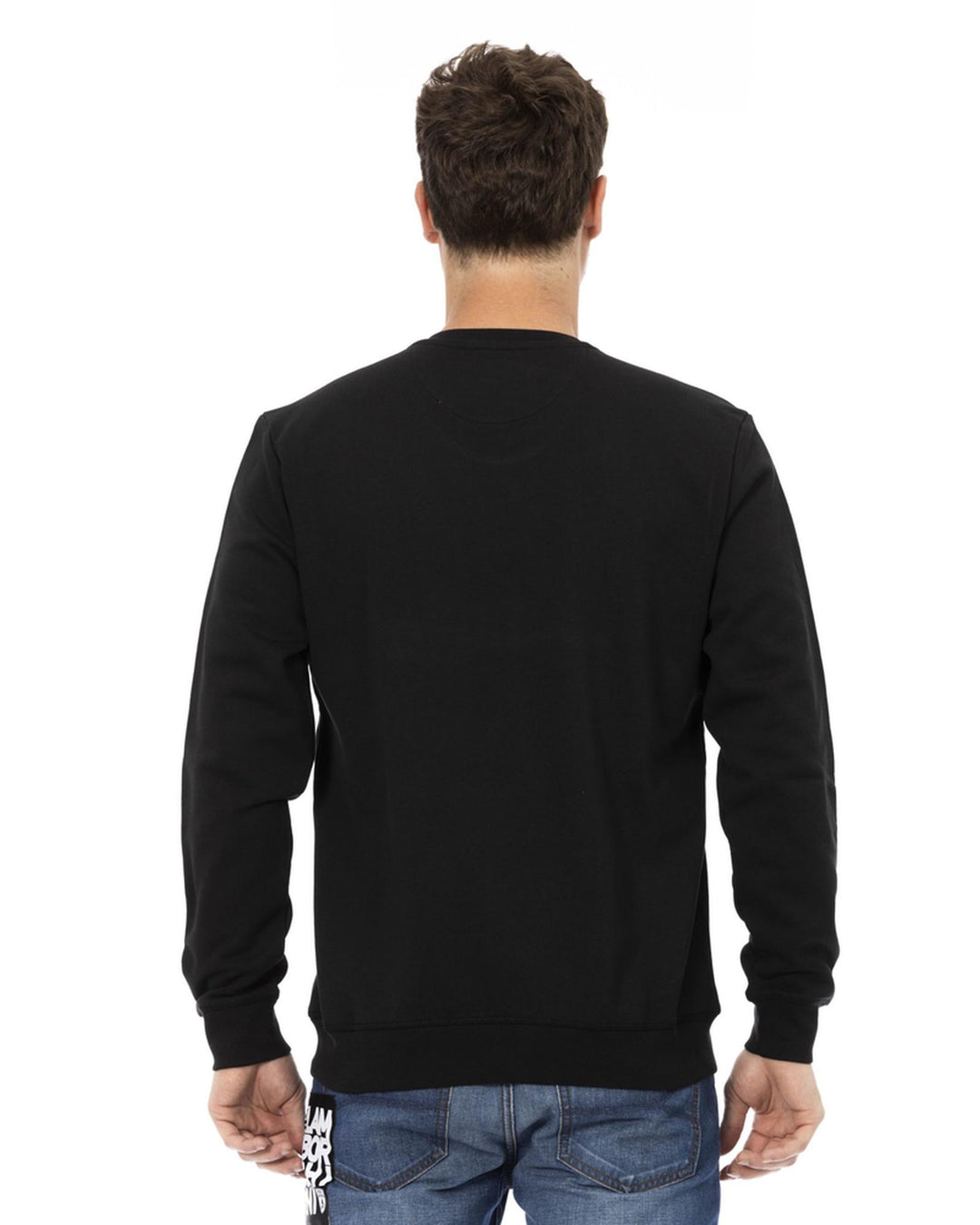 Front Print Crewneck Sweatshirt with Logo Sleeve Insert S Men