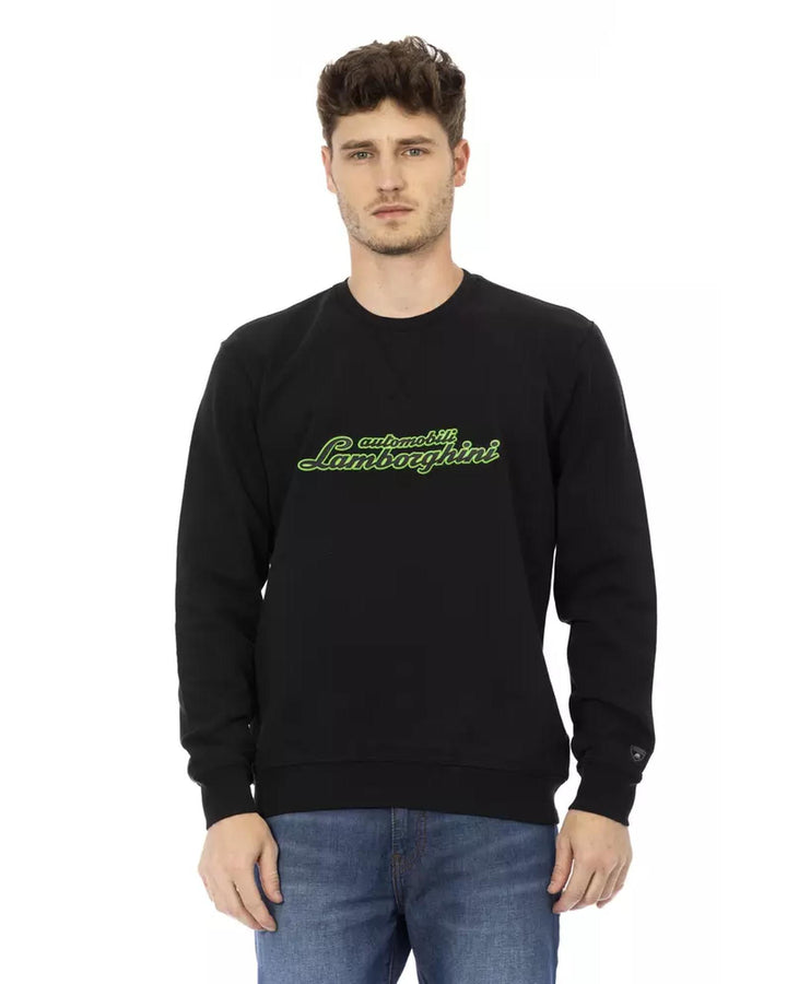 Front Print Crewneck Sweatshirt with Logo Insert on Sleeve L Men