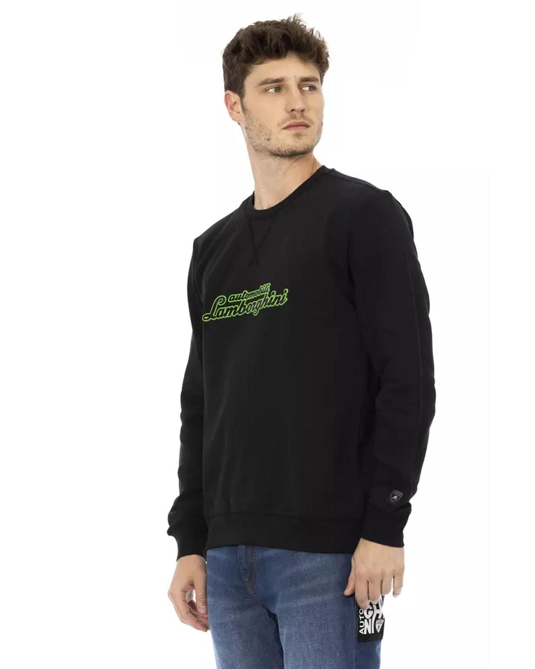 Front Print Crewneck Sweatshirt with Logo Insert on Sleeve L Men