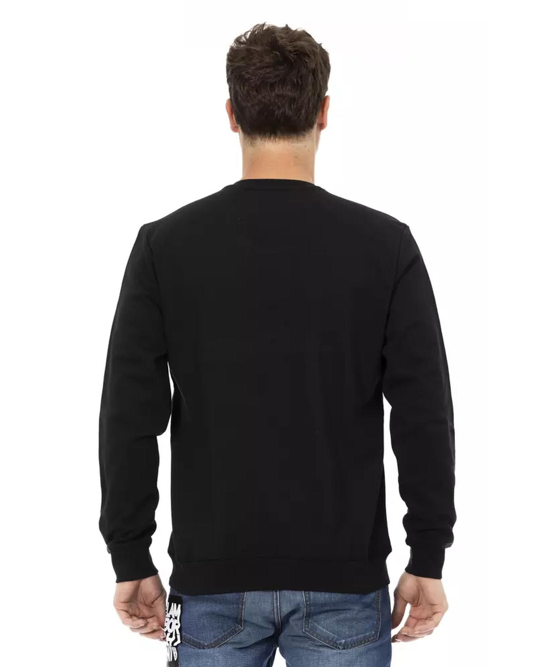 Front Print Crewneck Sweatshirt with Logo Insert on Sleeve M Men