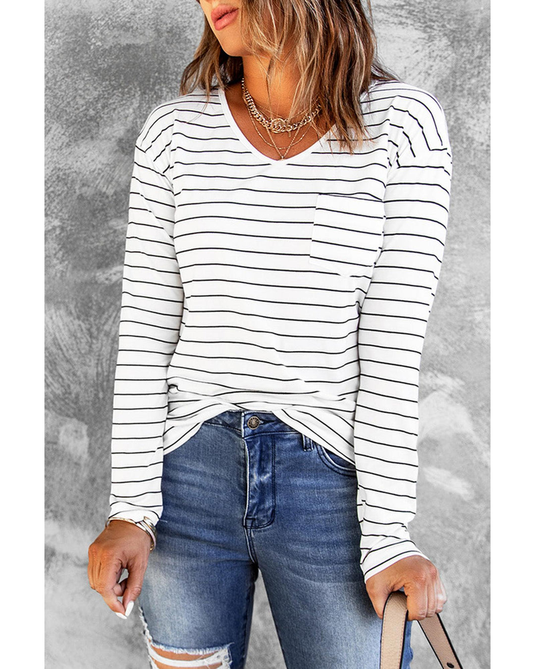 Azura Exchange V Neck Long Sleeve Top - M