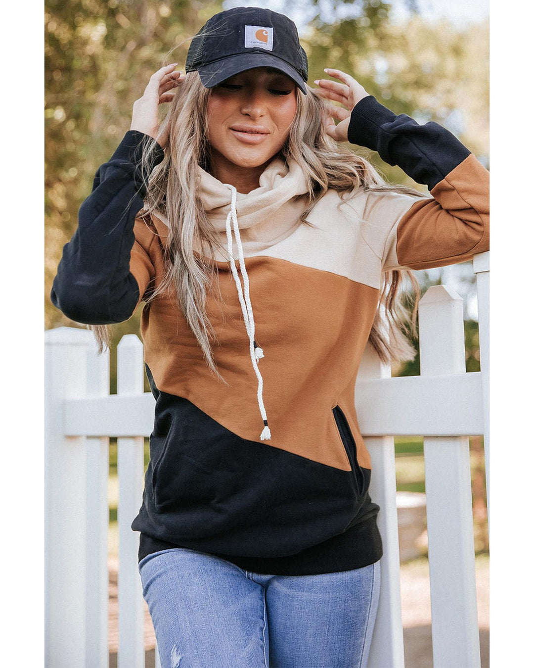 Azura Exchange Cozy Colorblock Hoodie with Side Pockets - S