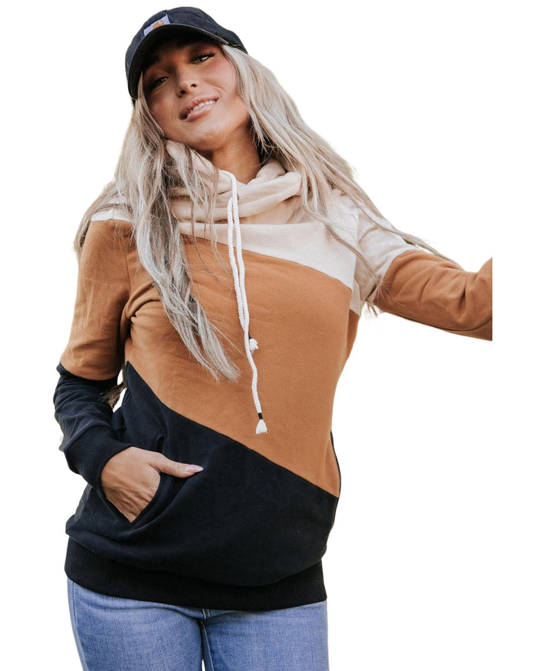 Azura Exchange Cozy Colorblock Hoodie with Side Pockets - S