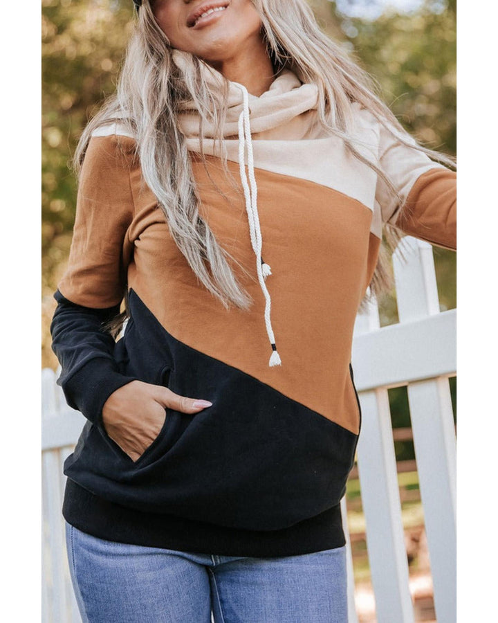 Azura Exchange Cozy Colorblock Hoodie with Side Pockets - S