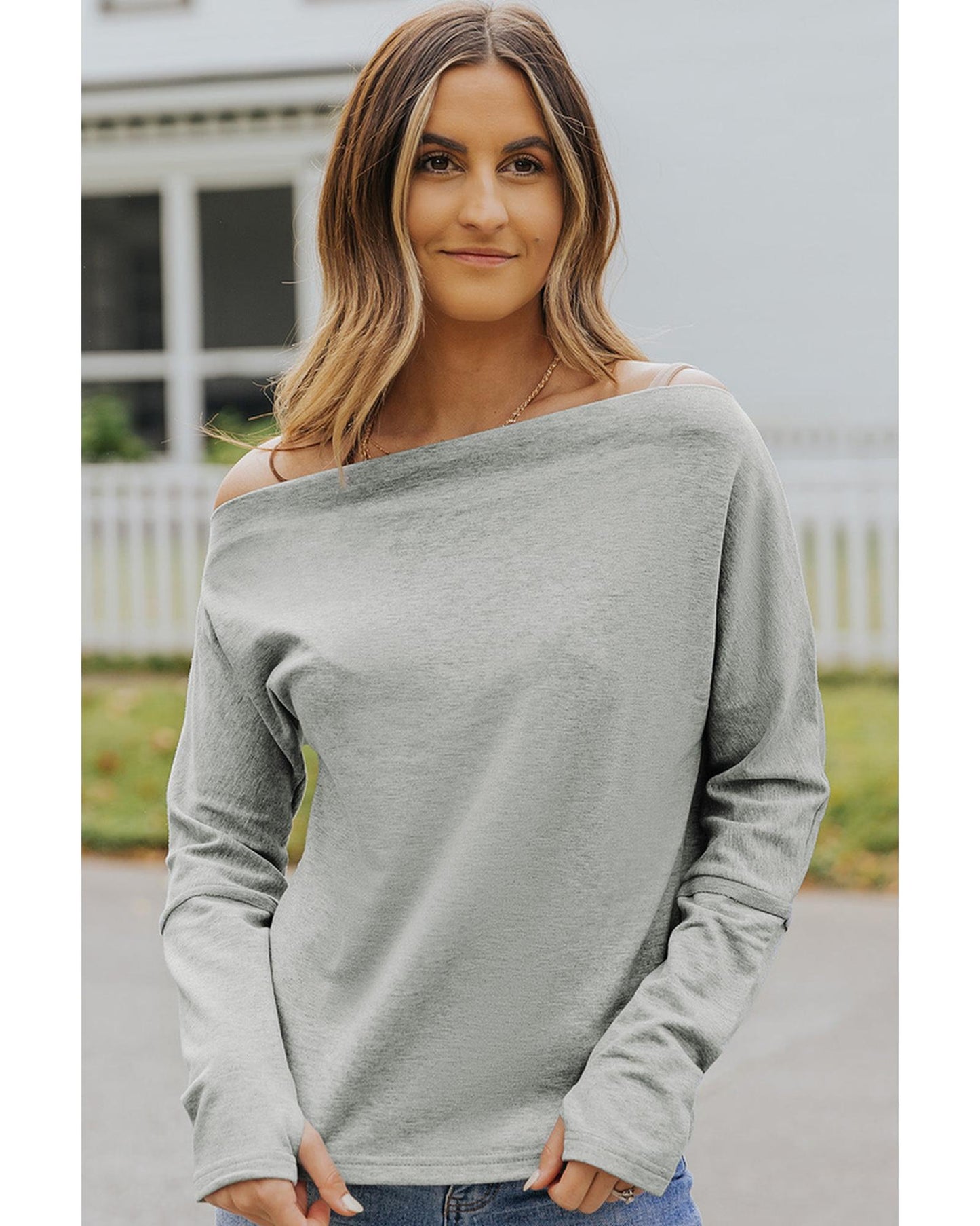 Azura Exchange Asymmetric Off-shoulder Knit Top - XL