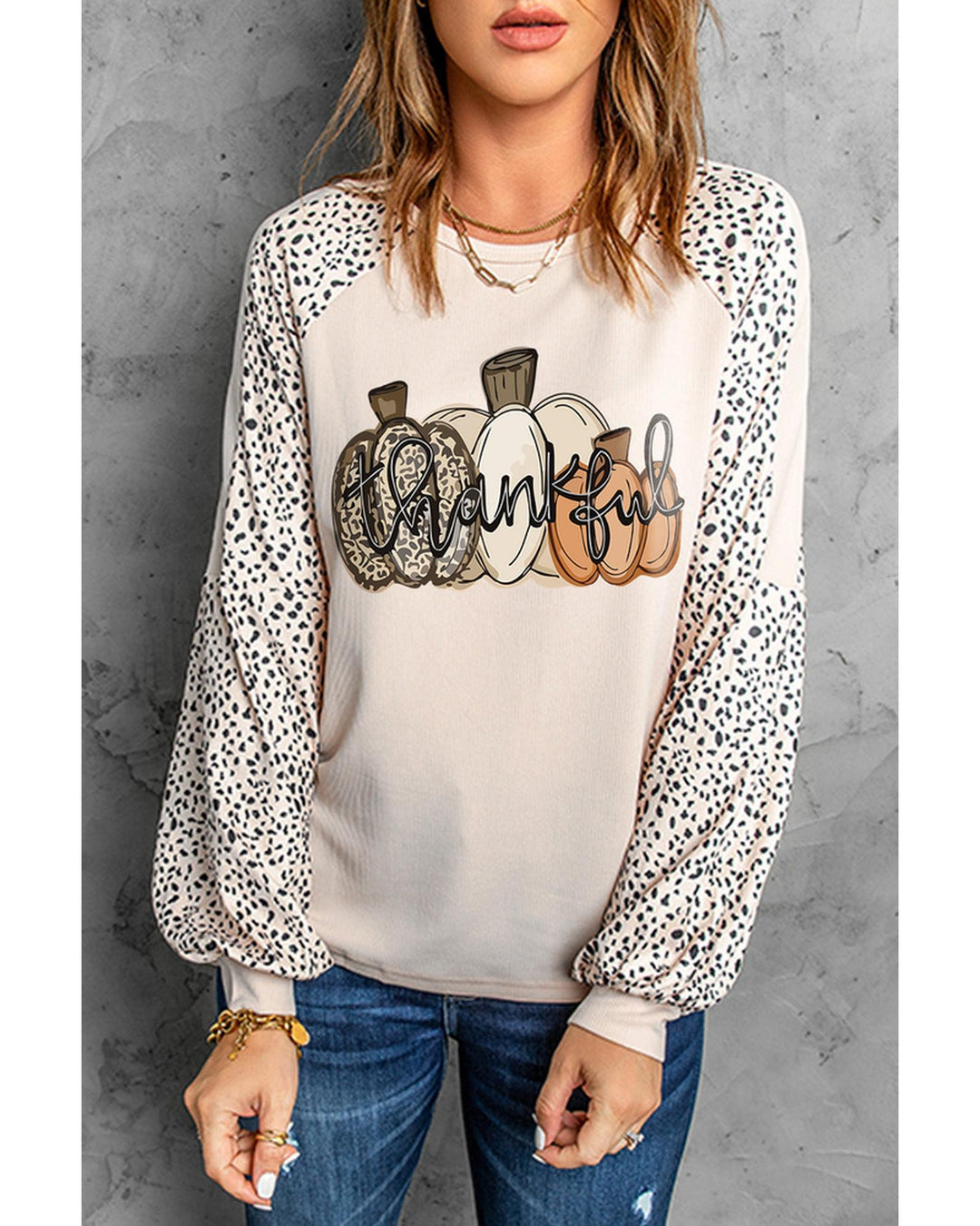 Azura Exchange Thankful Leopard Print Long Sleeve Top - XL